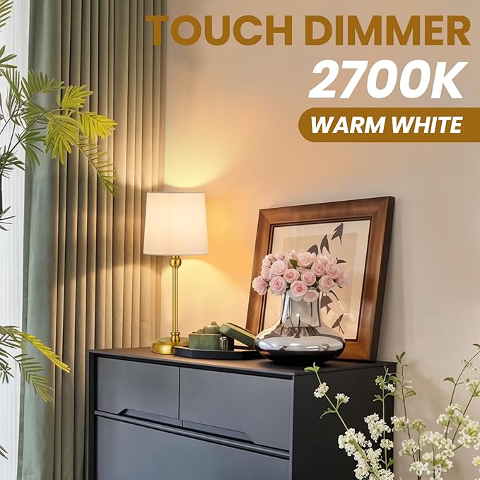 Cordless Small Table Lamp,6000mAh Rechargeable Battery Powered,LED Touch Control Dimmable Bedside Operated Night Table Top,Light for Bedroom/Home/Restaurant/Entryway/Dining/Living Room/Cafe(Gold-High)