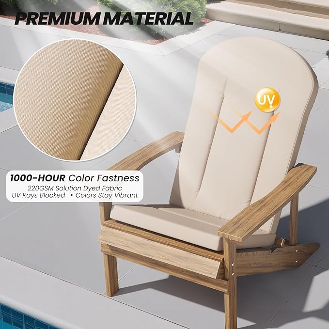 Crestlive Products Adirondack Chair Cushion Outdoor Rocking Chair Cushion Water Resistant 50x20 Inch High Back Patio Replacement Cushions, Beige
