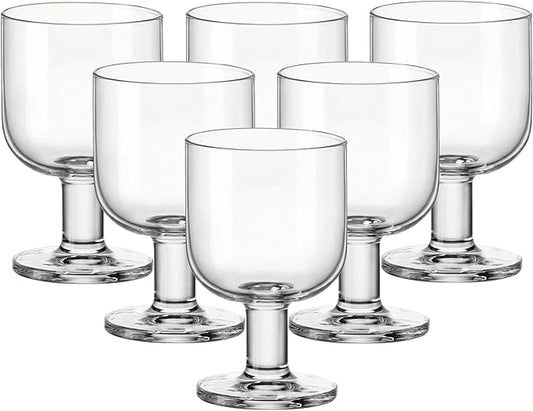Bormioli Rocco Hosteria Set Of 6 Stackable Wine Glasses, 6.75 Oz. Goblet, Clear Tempered Glass, Made In Italy.