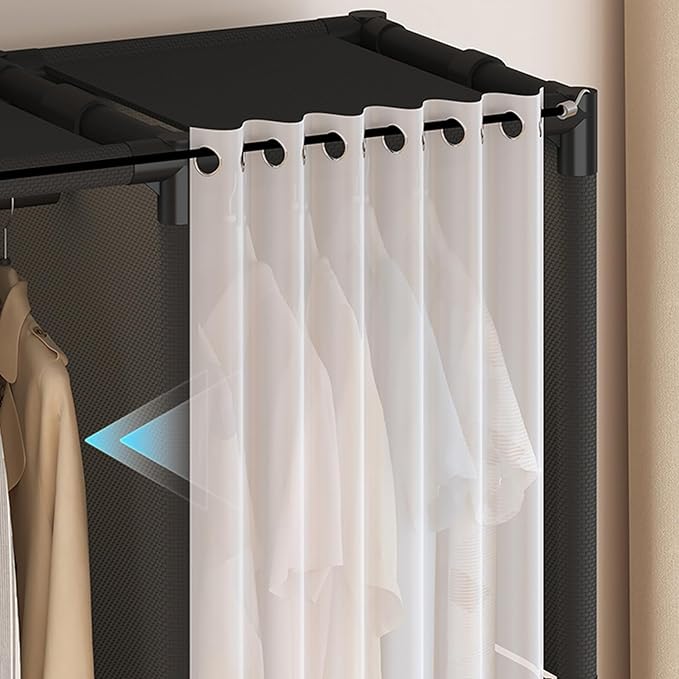 Portable Closet,Portable Closets for Hanging Clothes,Japanese Style Garment Rack Clothing Rack with 2 Drawers,1 Hanging Rods and 2 Storage Shelves,27.5" L x 17.7" W x 65.1" H,White