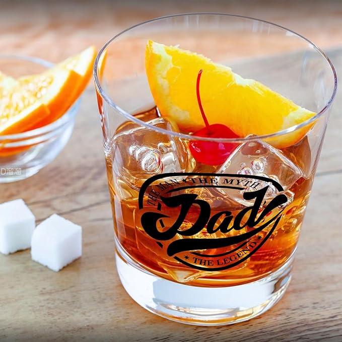 Dad Whiskey Glasses 10 oz, Dad Gifts for Birthday Christmas Father's Day, Father Gifts, The Man The Myth The Legend Old Fashioned Rocks Glasses Cup for Men Drinking Scotch Bourbon Liquor