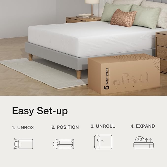Novilla 12 inch Twin Memory Foam Mattress, Twin Size Gel Memory Foam Mattress for Cooling Night Sleep, Pressure Relief, CertiPUR-US Certified