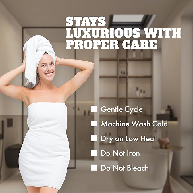 Wealuxe White Bath Towels 24x50 Inch, 6 Pack - Extra Absorbent Cotton Towel Set for Bathroom