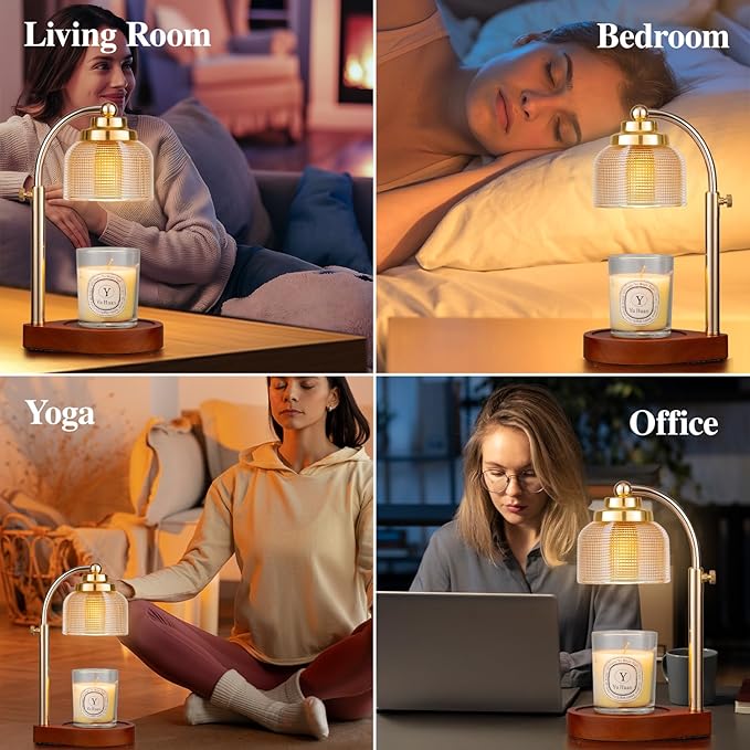 2 Pack Candle Warmer Lamp with Timer and Dimmer - Adjustable Height, Scent Within Minutes, Best Gifts for Women Mom, Wax Warmer for Jar Candles with 4 Replacement Bulbs