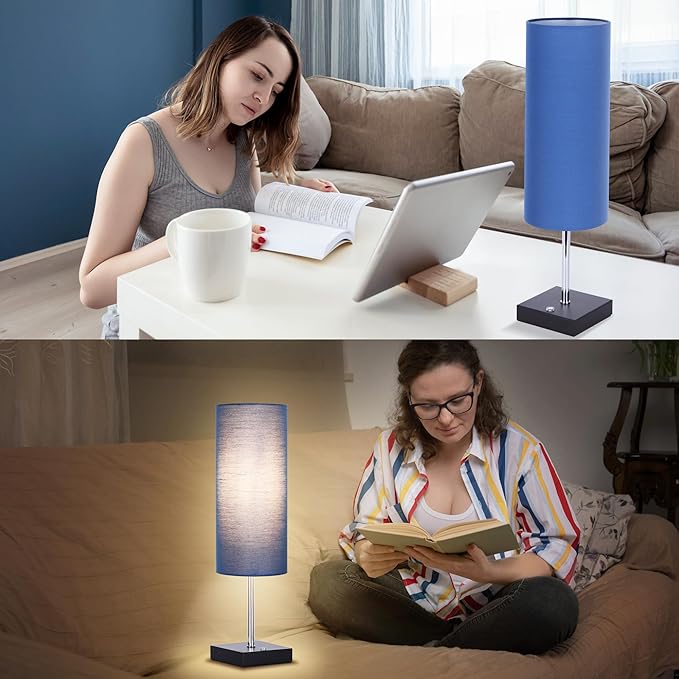 AVV Cordless Table Lamp, 5000mAh Battery Operated Lamp for Night Stand, 3 Modes Battery Powered Wireless Table Lamp, Touch Control Rechargeable Lamp for Bedroom, Living Room, 18 Inch Blue