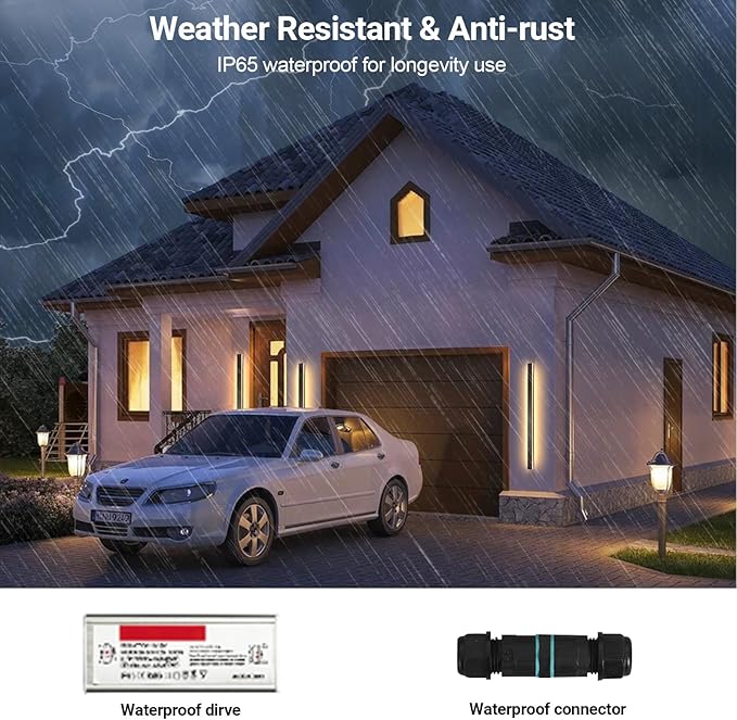 Modern Outdoor Lights, 59 Inch LED Wall Sconce, Black Waterproof Exterior Light Fixture, Single Wall Mount Lighting for Front Porch, Entryway, Garage Side Door