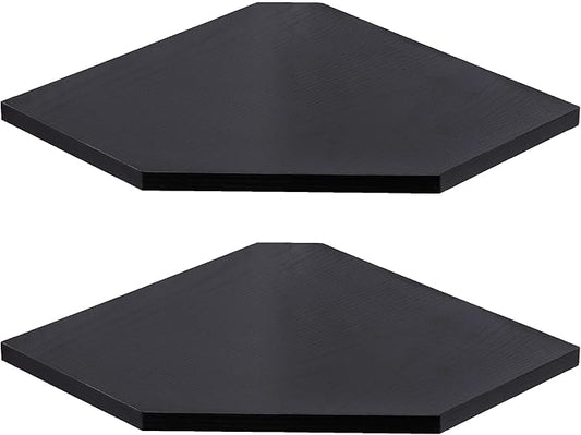Fun Memories Corner Shelf Wall Mount, Floating Corner Shelves, Set of 2 Corner Wall Shelf Organizer, Rustic Wood Wall Storage Display Shelves for Living Room Bedroom Bathroom Kitchen, Classic Black