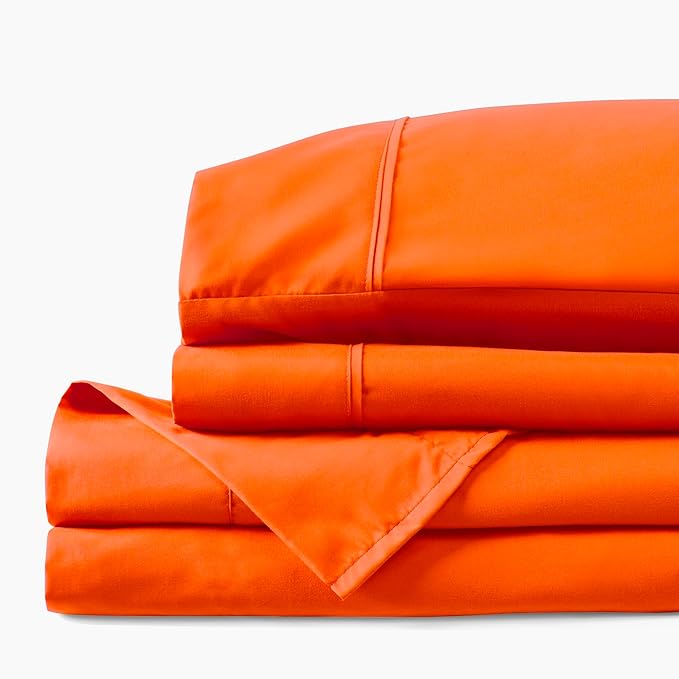 PeachSkinSheets Sunkissed Orange Sheet Set - 1500tc Level of Softness - Extra Soft Cooling Sheets for Hot Sleepers and Night Sweats - Regular King Size