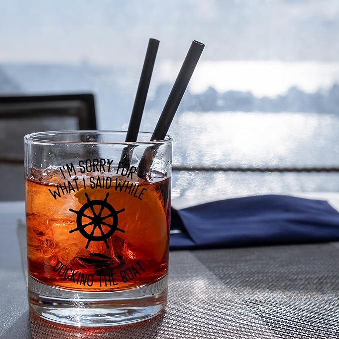 I'm Sorry for What I Said While Docking the Boat Whiskey Glasses, Nautical Gifts for Sailors, Boat Captain Gifts, 10 oz Drinking Rocks Glasses for Men Whisky Cocktail Scotch Bourbon Liquor