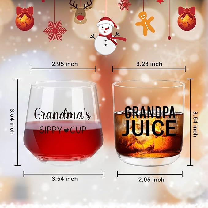 Grandparents Christmas Gifts, Grandma Wine Glass And Grandpa Whiskey Glass Set, Cool Christmas Gift Ideas For Grandparents, Best Grandparents Gifts, Grandma Grandpa Mugs, Presents For Grandparents