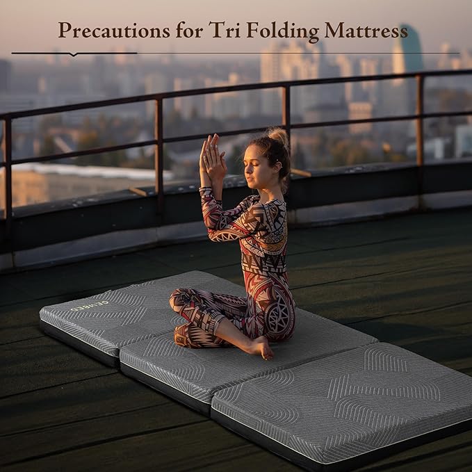 Tri Folding Mattress Full Size - Memory Foam Tri-fold Mattress, Handle & Non-Slip Bottom, Portable Foldable Sofa Bed Floor Chair for Travel RV Camping Guest Yoga - 4 Inch, 73"x52"x4"