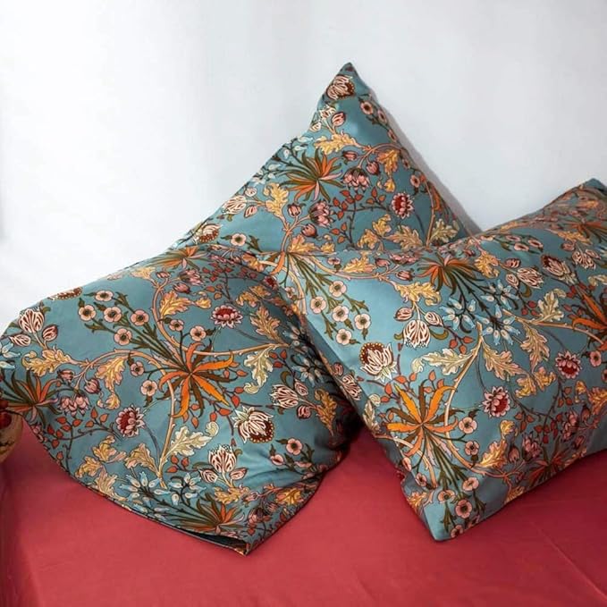 Vintage Flower Duvet Cover Full Percale Cotton Medallion Print Floral Bedding Set Full Farmhouse Bohemian Flower Comforter Cover with 2 Pillowcases Aesthetic Boho Duvet Cover with Zipper Closure