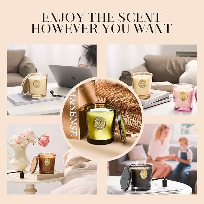 M&SENSE Large Two-Wick Soy Candle | Forest Cabin & Green | 19.8 oz, 120H Burn Time | Luxury Scented Candle for Relaxation, Gifting, Home Décor | Ideal for Bedroom, Office, Party Ambiance