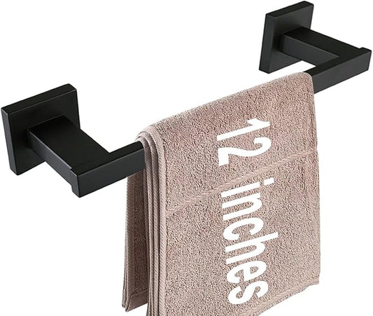 LANC Hand Towel Bar for Bathroom Wall Mounted Matte Black 12-Inche Hand Towel Ring Stainless Steel Towel Rods for Kitchen Bathroom Hand Towel Holder Towel Rack Towel Hanger, A9010MB-L3