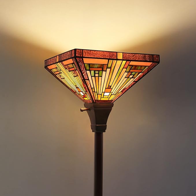 Capulina Amber Brown Series Tiffany Torchiere Floor Lamp Wall Sconces Decor for Living Room Bedroom Study Room