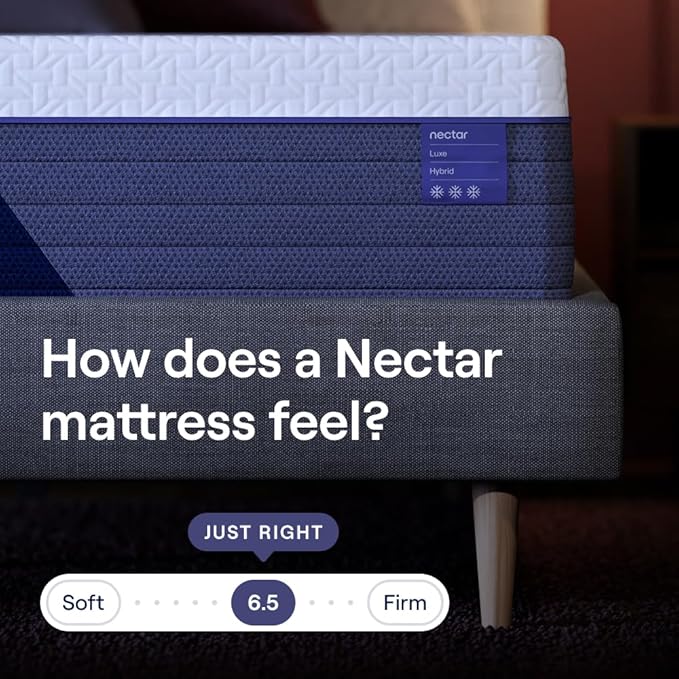Nectar Luxe Hybrid 14” Twin Mattress - Medium Firm - Memory Foam & Innerspring Coils - Cooling Fibers - 3” Pressure Relief Layer - Mattress in a Box - 365-Night Trial & Forever Warranty