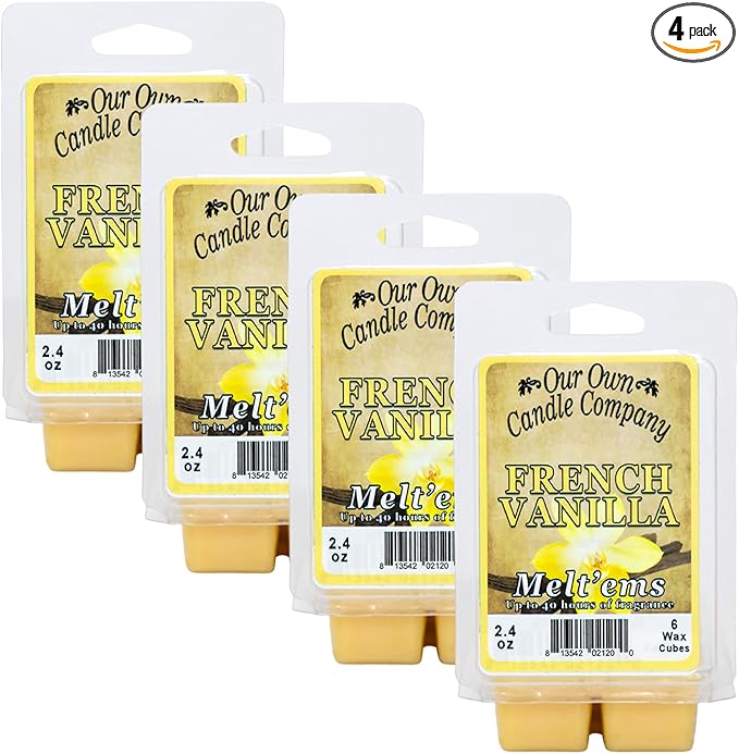 Our Own Candle Company Premium Wax Melt, French Vanilla, 6 Cubes, 2.4 oz (4 Pack)