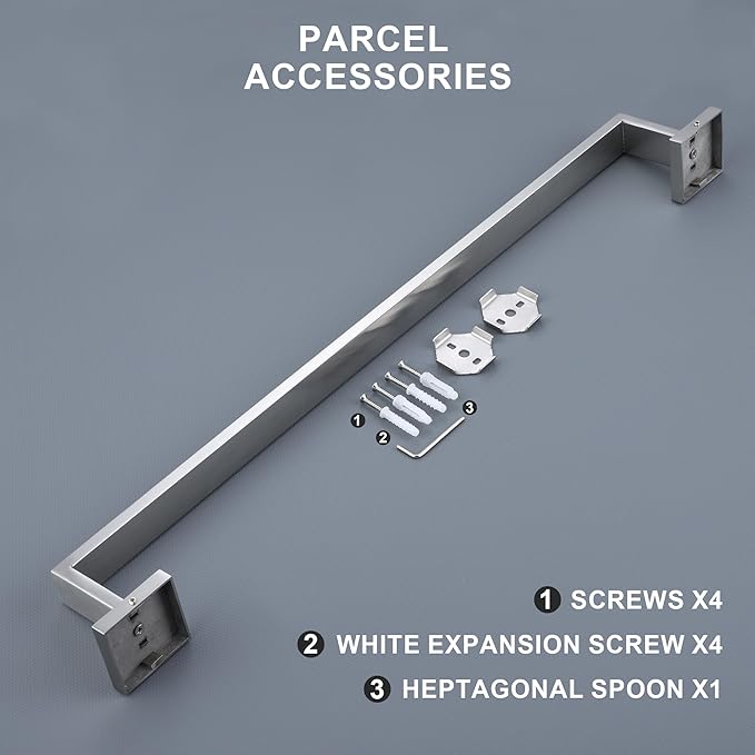 LANC 16-Inche Hand Towel Bars for Bathroom Wall Mounted, Total-18 Brushed Nickel Bath Towel Racks Stainless Steel Towel Rods for Toilet Kitchen Towel Holder Towel Hanger, A8804BN-4P1