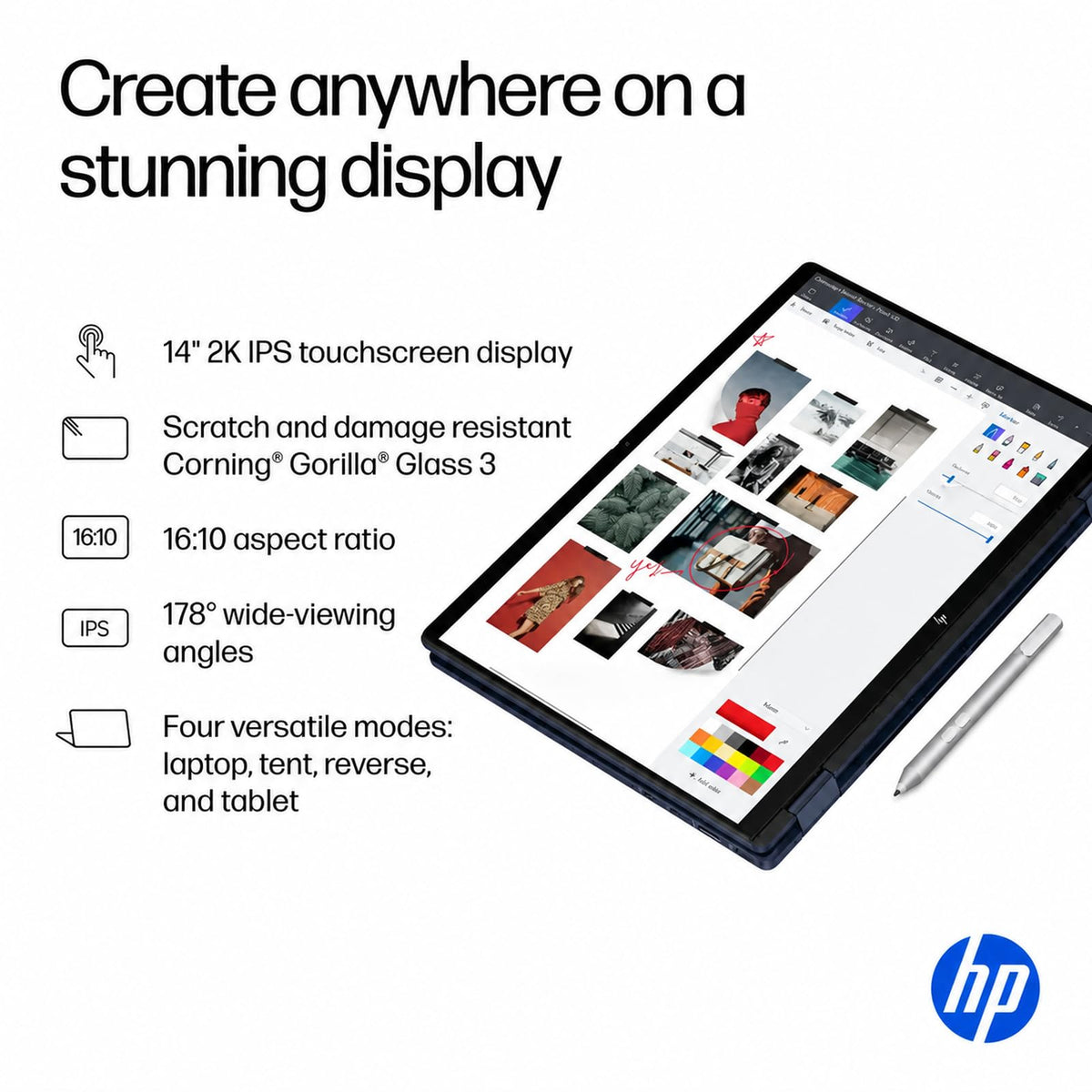 HP OmniBook X Flip 14 2-in-1 Laptop, Laptop Touchscreen 14" WUXGA IPS, Intel 8-core Ultra 5 226V, Intel Arc 130V GPU, 16GB RAM 512GB SSD, Thunderbolt 4, Windows 11 with Stylus Pen