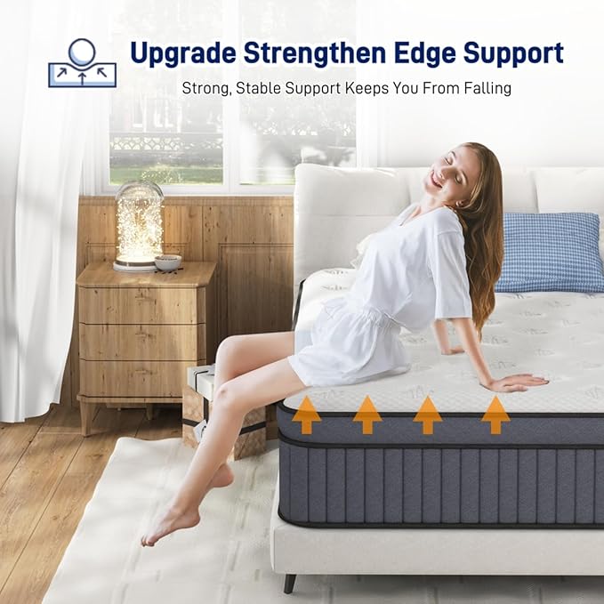 Firm King Size Mattress [Enhanced], 12 Inch King Mattress In A Box, Hybrid Mattresses With Gel Memory Foam & Independent Pocket Springs, Pressure Relief, Cooling, Additional Support, 365-Night Trial