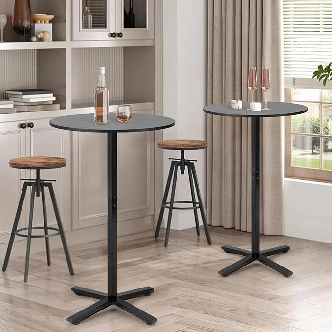 Bar Table,41 Inch Height Cocktail Table Round Bistro Bar Table with Metal Frame and Cross Base for Home,Kitchen Dining,Bar,Black