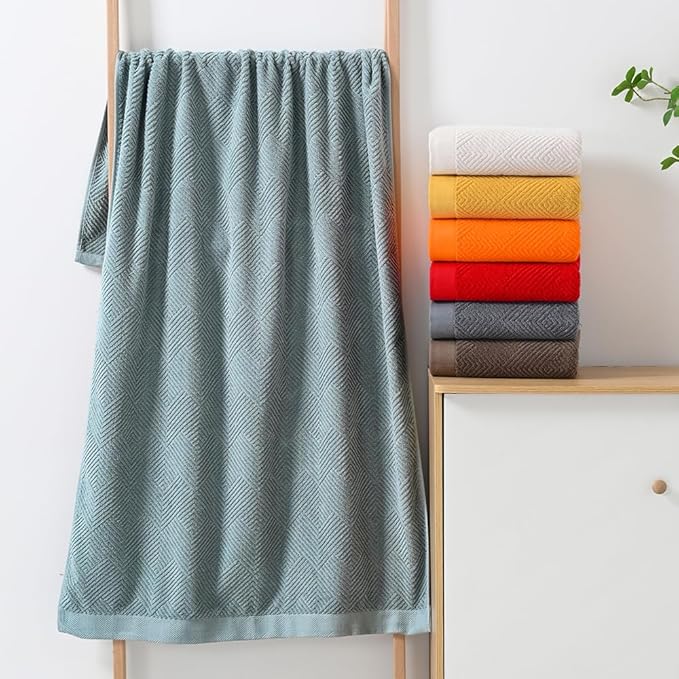 sense gnosis Red Bath Towel Set of 2 Premium 100% Cotton Herringbone Striped Weave Ultra Soft Highly Absorbent Bath Towel for Bathroom 27 X 55 Inch