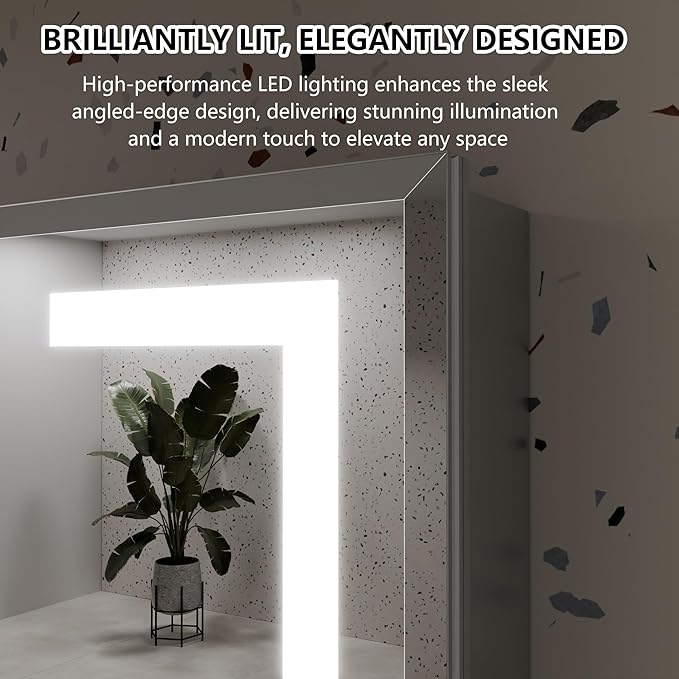 GroGro LED Lighted Bathroom Medicine Cabinet with Mirror, 30" W x 24" H Beveled Edge Medicine Cabinet with Lights,Surface or Recessed Mounting,Defog,Dimming,3-Color Temperature Adjustment
