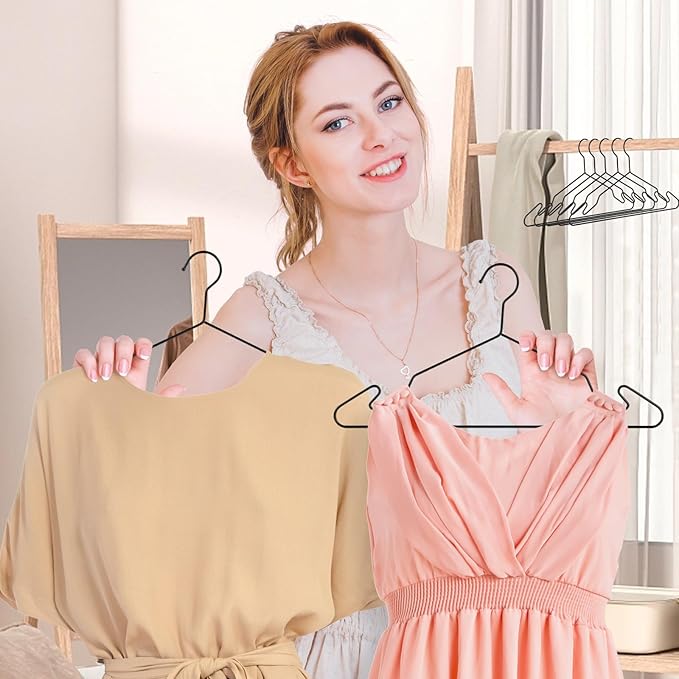 Black Aluminum Hangers, 16.5 Inch Smooth and Durable Metal Shirt Dress Hanger, Lightweight and Sturdy Metal Hanger for Suit Jackets and Casual Pants (30 Pack)