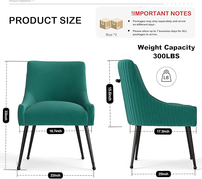 Dining Chairs Set of 4,Modern Velvet Accent Kitchen Chairs,Dark Green Striped Dining Chairs with Black Legs Upholstered Guest Chairs for Living Room/Kitchen/Restaurant/Study Room