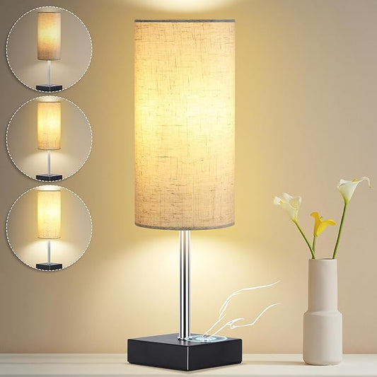 AVV Cordless Table Lamp with Dimmable, Rechargeable 3 Modes Battery Powered Bedside Lamp, Battery Operated Lamps for Night Stand, Touch Lamp for Bedroom, Living Room, Reading Room, 15 Inch Beige