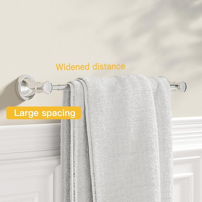 BESy Adjustable Bronze 16 to 28 Inch Bath Towel Bar Rack for Bathroom Towel Holder, Wall Mounted Towel Bar Rod Hanger Bathroom Hardware Accessories Hotel Style, Stainless Steel, Polished Chrome