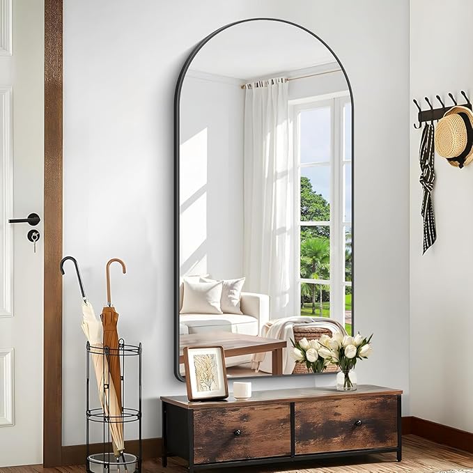GLASHOM Arched Bathroom Mirror, 30"x50" Black Arched Mirror for Bathroom, Wall Mounted Mirror, Vanity Wall Mirror Metal Frame for Bedroom, Entryway, Living Room, Vertically Hanging