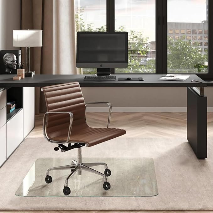 Vitrazza Glass Chair Mat 36” x 48” Superior ¼ Thick, Luminoso Low-Iron Ultra Clear, Certified Tempered Safety Glass, Delivers a Smooth Glide, Protects Carpet or Wood, Beautiful in Home or Office.