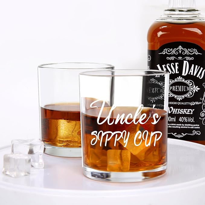 Jogskeor Uncle Gifts, Uncle's Sippy Cup Whiskey Glass 10oz, Birthday Fathers Day Christmas Gifts for Uncle