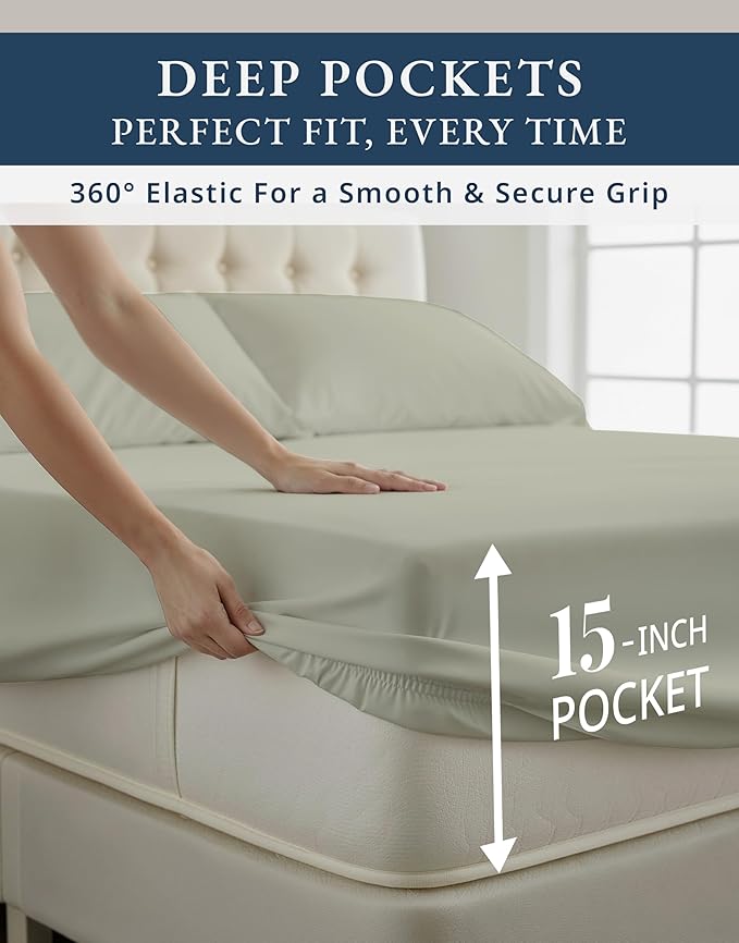 LANE LINEN 100% Egyptian Cotton Bed Sheets sábanas Twin Extra Long, Soft & Comfy Luxury Hotel Like Thick Bedding Sheets & Pillowcase Set, Machine Wash Naturally Cooling - Mineral