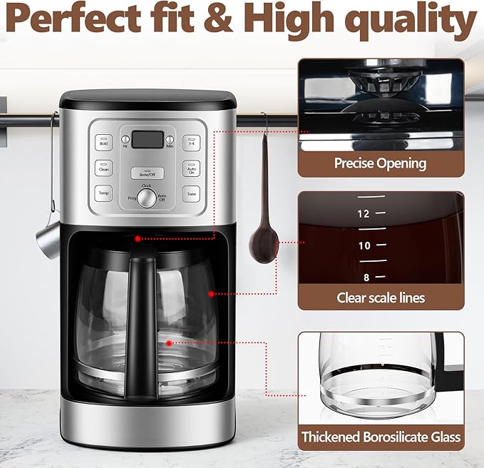 14-Cup Coffee Pot Replacement for Cuisinart Coffee Maker DCC-220, DCC-2600, DCC-2800, DCC-3200, DCC-3200P1,CBC-7200PC,CBC-7400PC,DCC-1800FR. Glass Carafe Replacement for Cuisinart with Sturdy Handle.