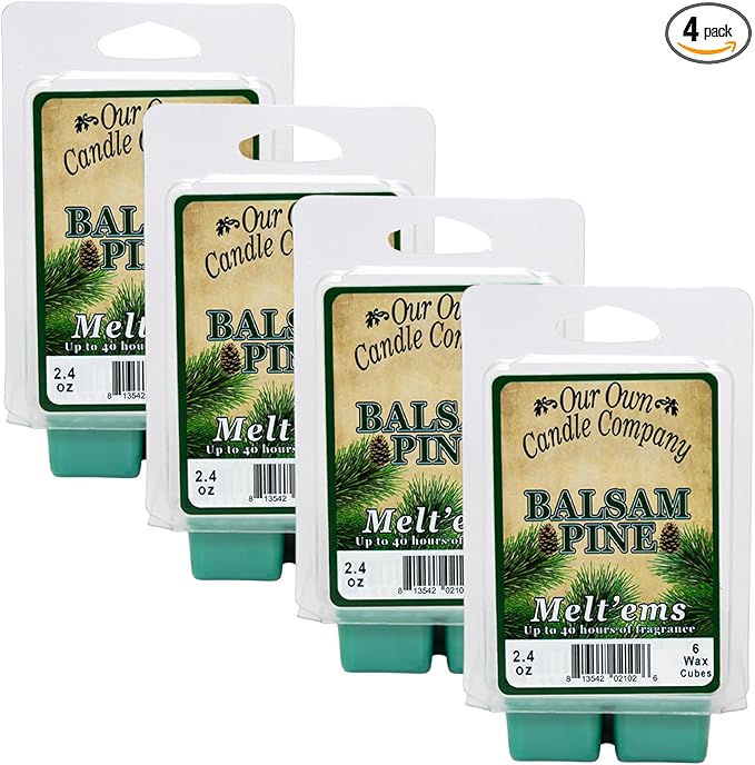 Our Own Candle Company Premium Wax Melt, Balsam Pine, 6 Cubes, 2.4 oz (4 Pack)