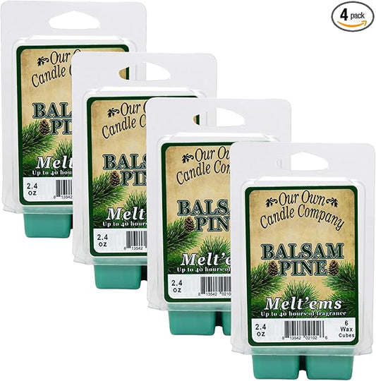 Our Own Candle Company Premium Wax Melt, Balsam Pine, 6 Cubes, 2.4 oz (4 Pack)