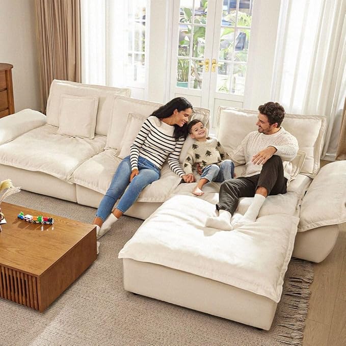 POVISON Oversized Modular Sectional Sofa for Living Room with Adjustable Backrest Modern Sectional Couches Deep Couch Seats Ottoman Corner Large Big Comfy Sofa Set for House Office(Regular Sofa)
