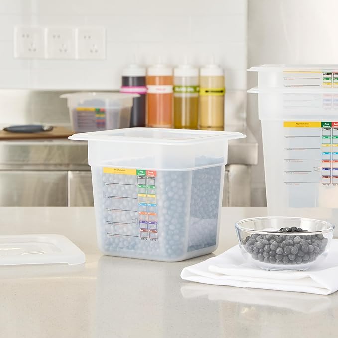 Restaurantware Food Storage Container 1 Pack of 6.8 x 4.2 x 5.9 Inches Plastic Stackable Storage Box White Reusable Label Container Dishwasher Safe For Restaurants And Kitchens