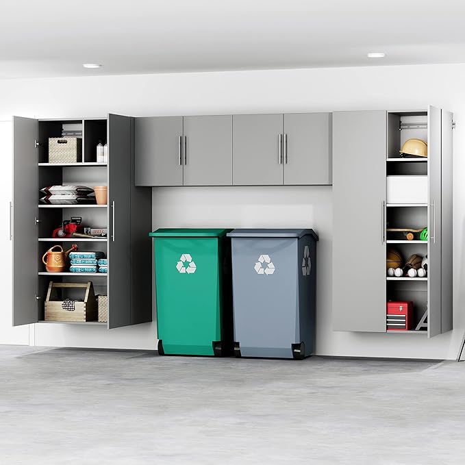 Prepac HangUps Large Storage Cabinet - Immaculate Light Gray 36" Cabinet with Storage Shelves and Doors; Ideal for Bin and General Storage Solutions