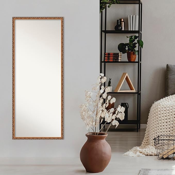 Amanti Art Bronze Full Length Mirror, 62x26 Antique Bronze Tall Free Standing Body Wall Mirror Full Length for Dressing, Traditional Wood Frame, Lean on Floor or Hang, Wall Decor