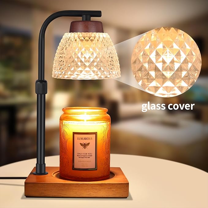 Dimmable Candle Warmer Lamp with Timer, Electric Wax Melt Warmer, lamp candle warmer for Jar Scented Candles Mothers Day Birthday Gifts for Women Mom Grandma, Home Offices Decor Light(Diamond White)