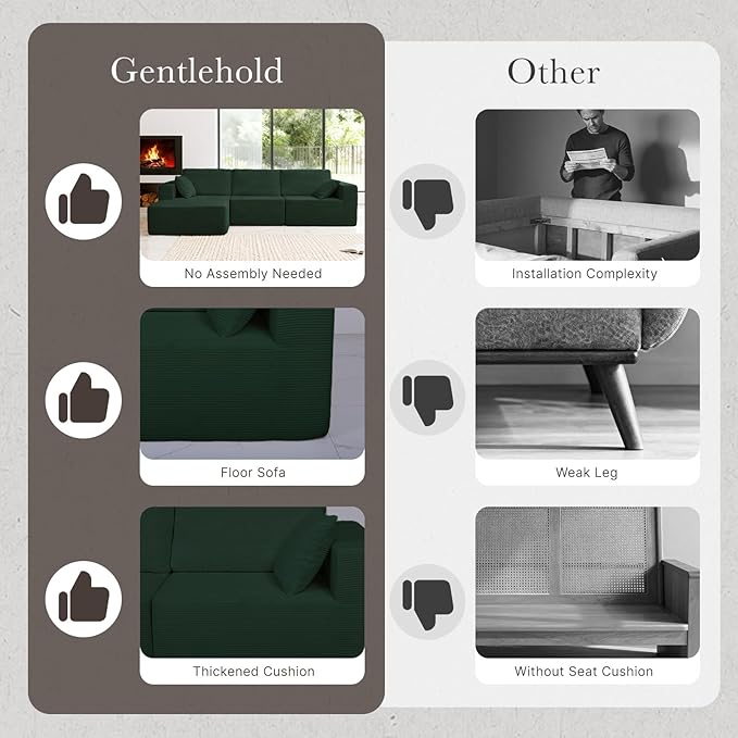 137” Modular Sectional Sofa Couch, 4-Seater U-Shape Sofa with Ottoman, Memory Foam Compressed Sofa, Free Combination Couch for Living Room,No Assembly Needed (Green, 4 Seats+ 2 Ottoman)