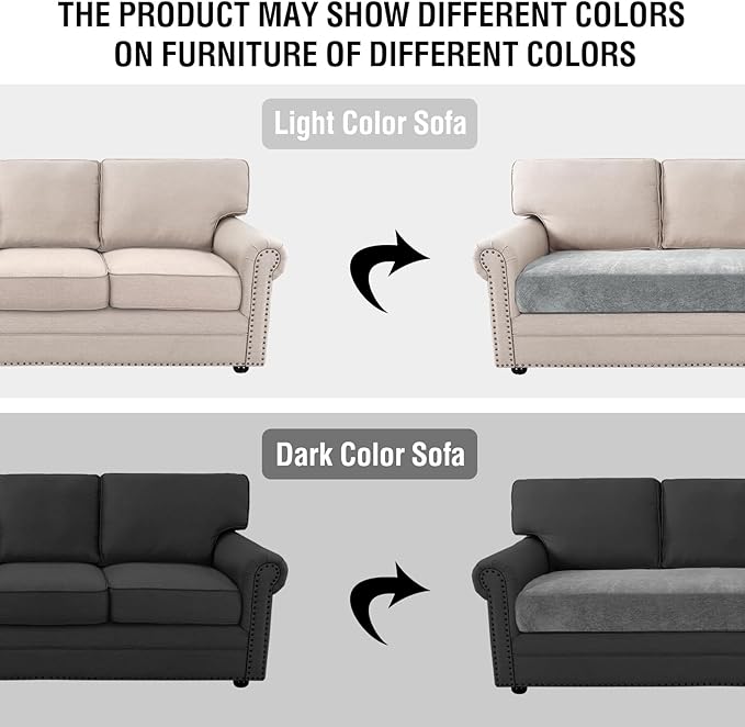H.VERSAILTEX Stretch Chenille Couch Covers T Cushion Stretch Replacement Loveseat Slipcovers Thick Soft Loveseat Covers for 2 Cushion Couch(2 Seater Loveseat Cushion Cover,Dove)