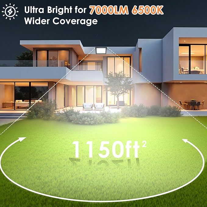 50W LED Flood Light Outdoor 6500K Daylight White,12000LM Super Brighter LED Work Light,IP66 Waterproof Security Light with Switch and Plug for Garage, Garden, Yard, Stadium