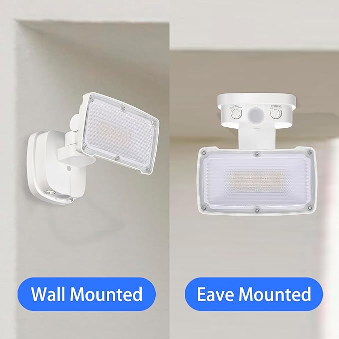 26W Flood Lights Outdoor, Integrated LED Security Light Fixture with 1 Adjustable Head, Adjustable Brightness and Color, Dusk to Dawn Exterior LED Outdoor Light for Garage Yard Porch 2-Pack (White)