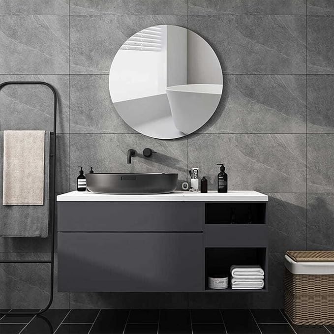 DARENYI 12'' Round Wall Mirror Tiles High Clear Reflecticon Self Adhesive Acrylic Mirror Sheets Circle Stickers for Bathroom, Bedroom, Door, Home Decor