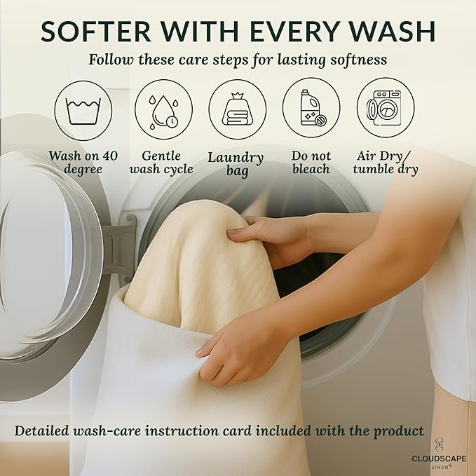Cloud Scape Linen Extra Large 8 Layer Muslin Throw Blanket - 100% Cotton Gauze, Soft and Breathable, Winter Blanket for Couch, Sofa and Bed, Idea, 50x70, Ivory