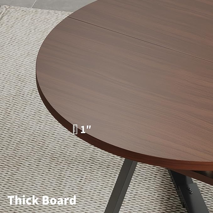 Walnut Round Dining Table Set for 4, Mid-Century Modern Kitchen Table and Chairs, Small Space Dining Room Furniture for Apartment, Breakfast Nook or Studio (Walnut Wood-1 Storage Table)